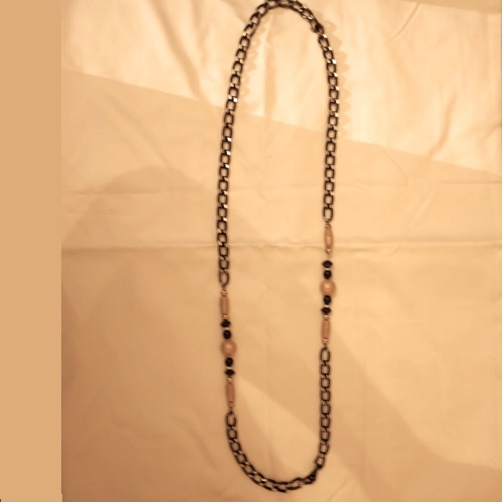 COPY - Netal link geometric shaped beads long sweater Necklace
